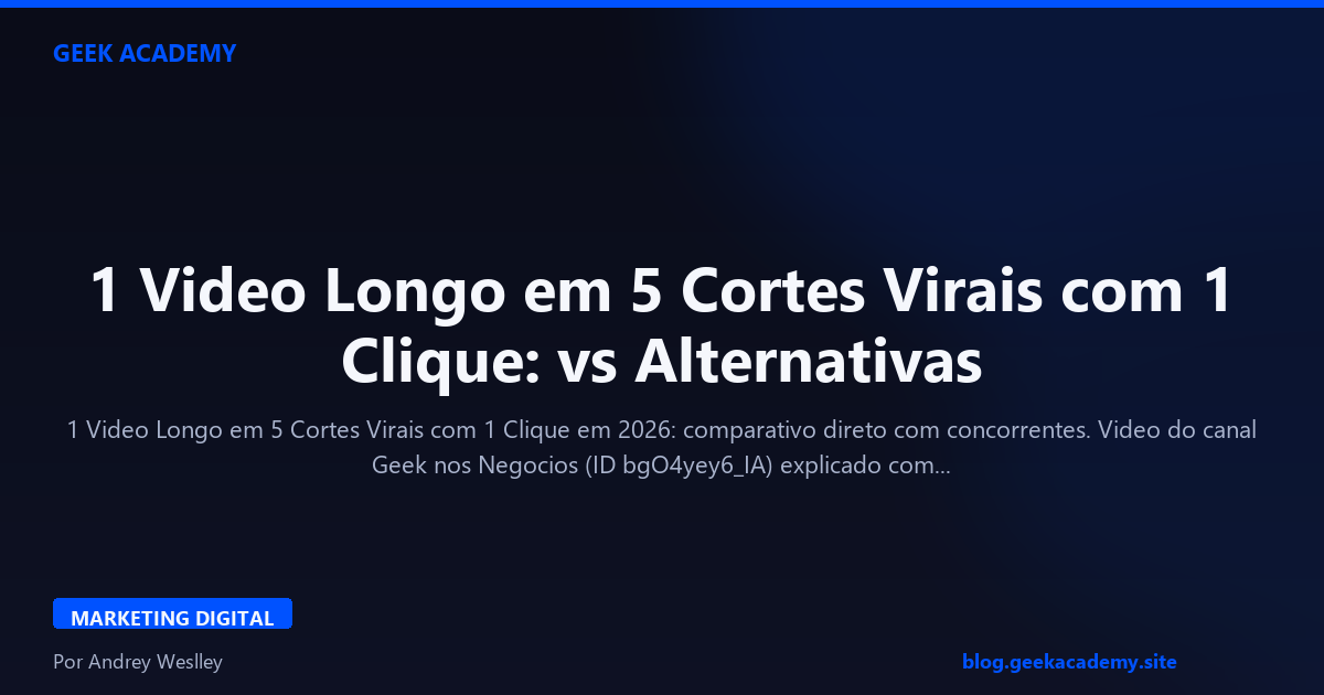 1 Video Longo em 5 Cortes Virais com 1 Clique: vs Alternativas