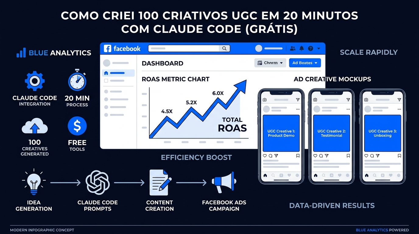 Como Criei 100 Criativos UGC em 20 Minutos com Claude Code (Grátis)