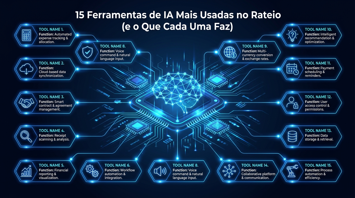 15 Ferramentas de IA Mais Usadas no Rateio (e o Que Cada Uma Faz)