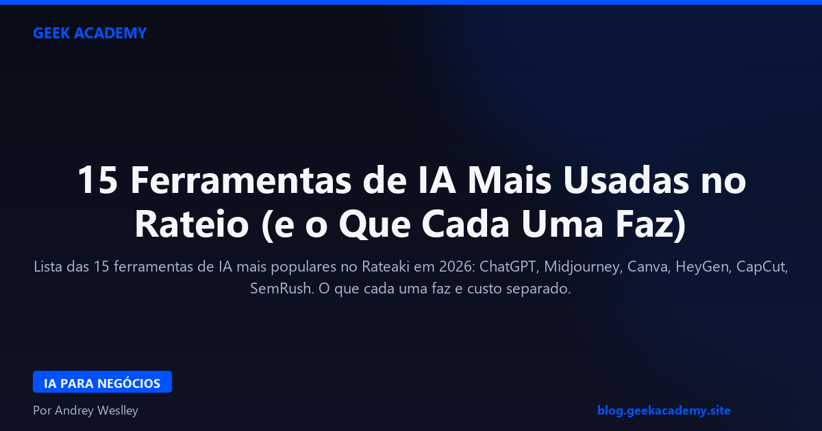 15 Ferramentas de IA Mais Usadas no Rateio (e o Que Cada Uma Faz)