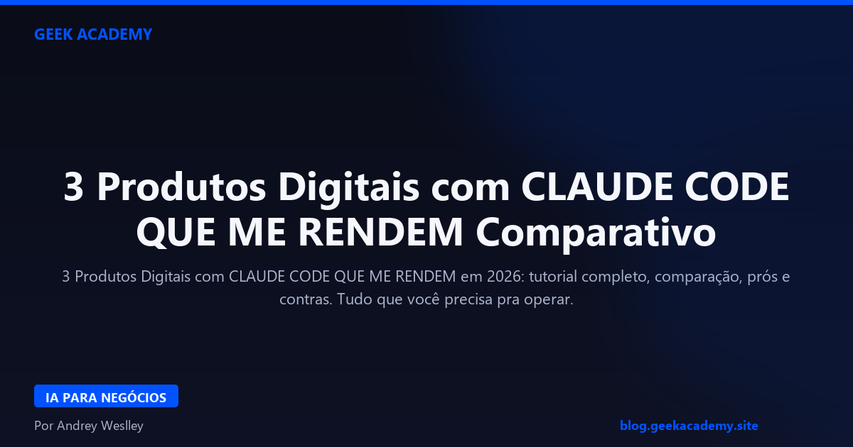 3 Produtos Digitais com CLAUDE CODE QUE ME RENDEM Comparativo 2026