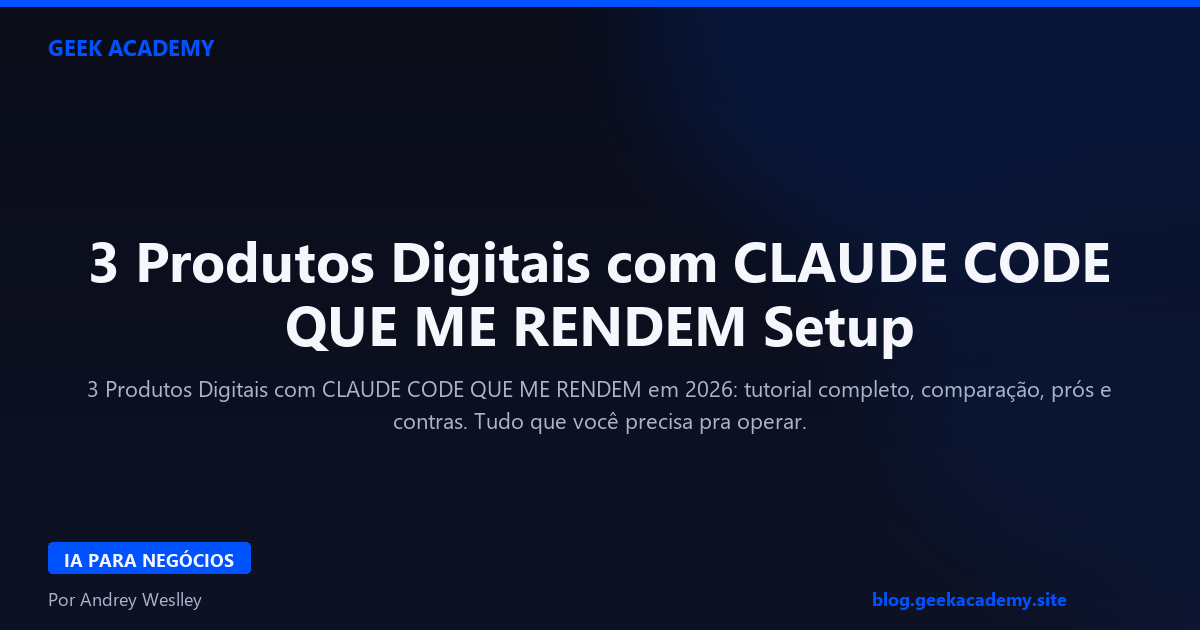 3 Produtos Digitais com CLAUDE CODE QUE ME RENDEM Setup