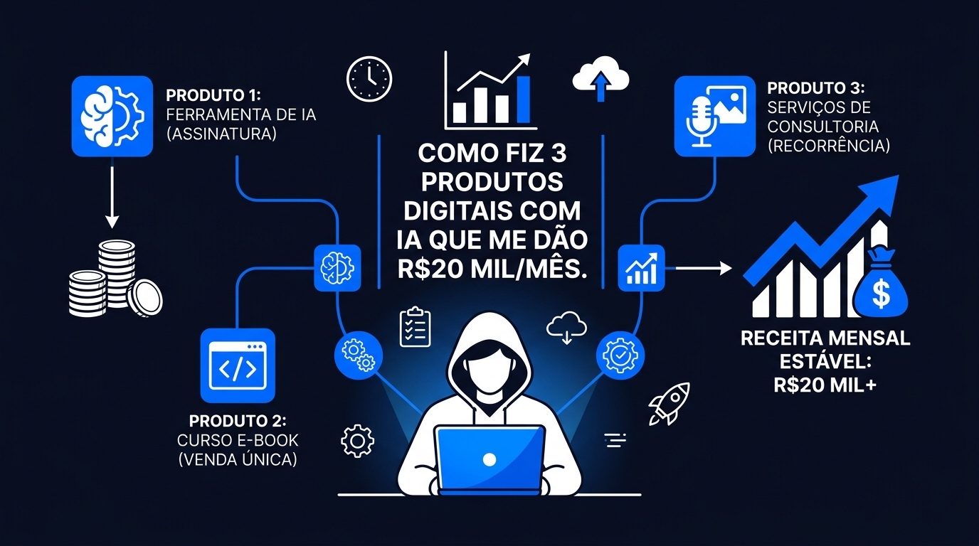 Como Fiz 3 Produtos Digitais com IA que me Dão R$20 Mil/Mês