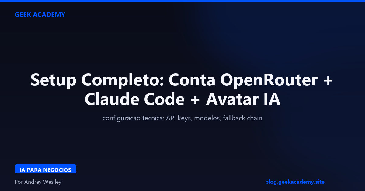 Setup Completo: Conta OpenRouter + Claude Code + Avatar IA