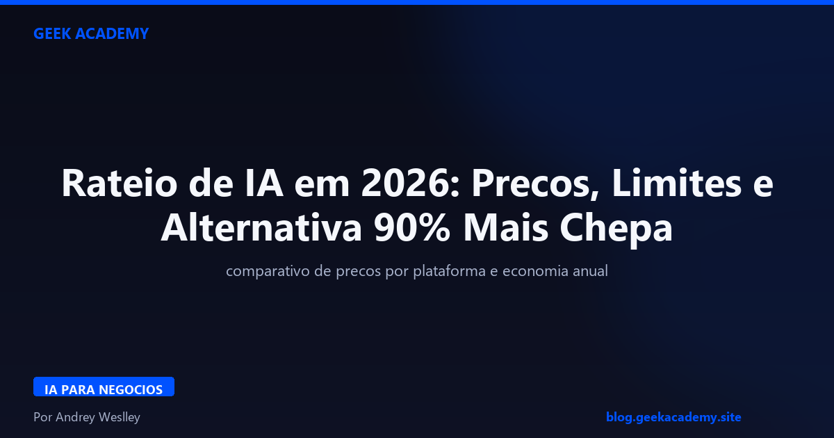 Rateio de IA em 2026: Precos, Limites e Alternativa 90% Mais Chepa