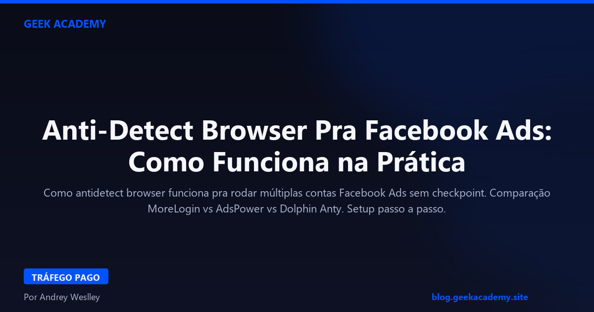 Anti-Detect Browser Pra Facebook Ads: Como Funciona na Prática