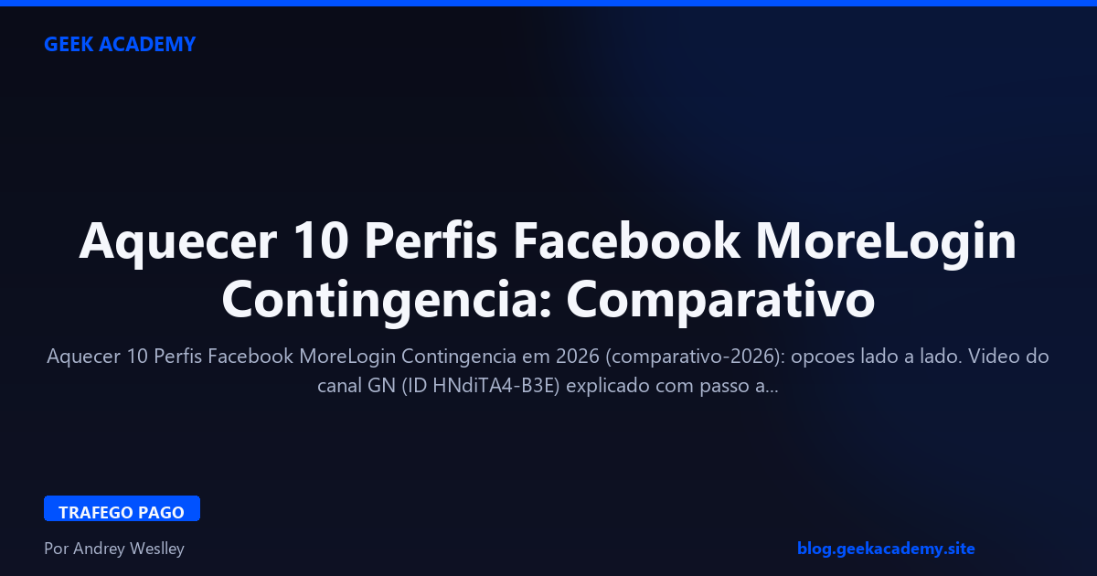 Aquecer 10 Perfis Facebook MoreLogin Contingencia: Comparativo 2026
