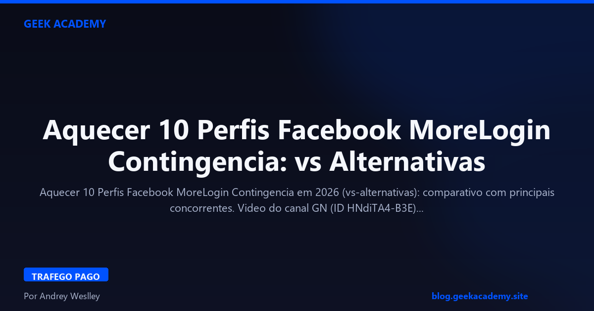 Aquecer 10 Perfis Facebook MoreLogin Contingencia: vs Alternativas