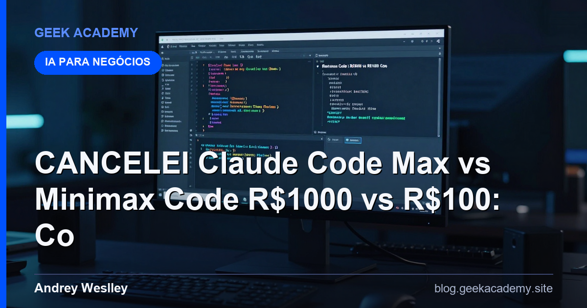 CANCELEI Claude Code Max vs Minimax Code R$1000 vs R$100: Co