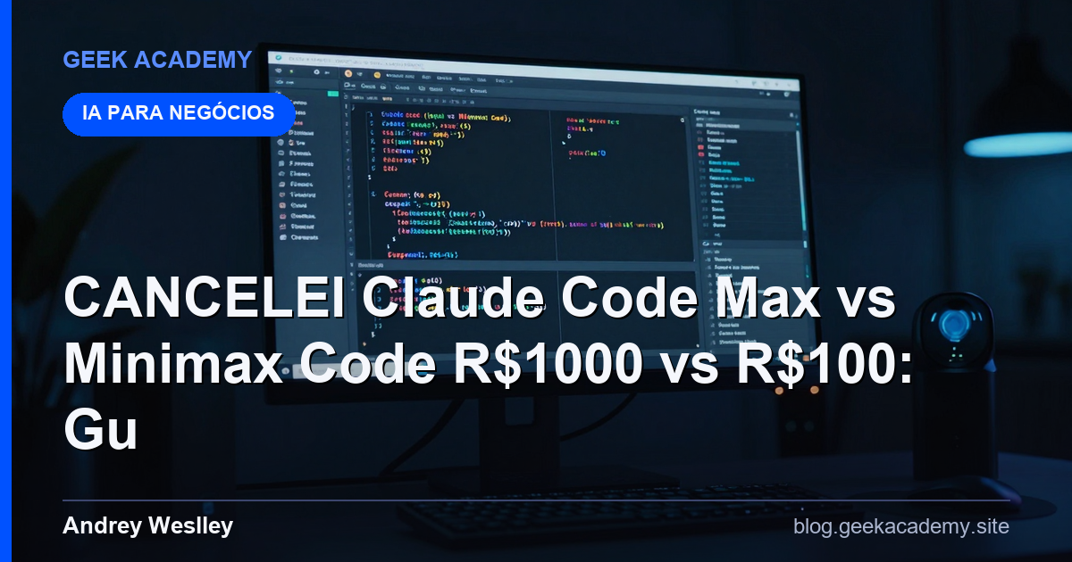 CANCELEI Claude Code Max vs Minimax Code R$1000 vs R$100: Gu