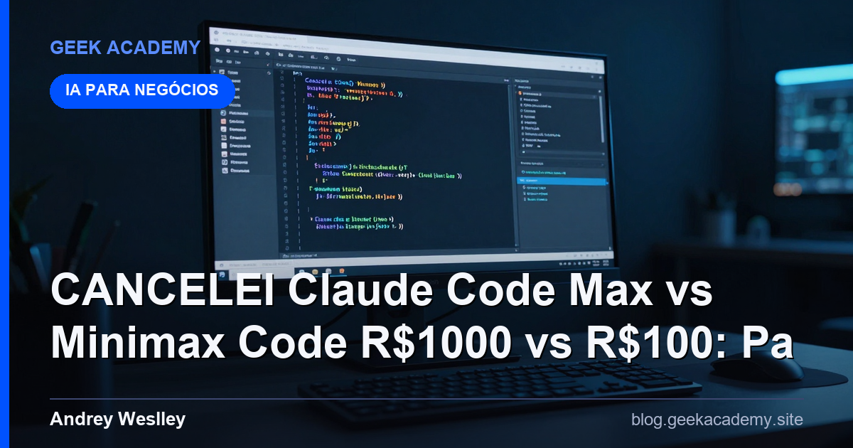 CANCELEI Claude Code Max vs Minimax Code R$1000 vs R$100: Pa