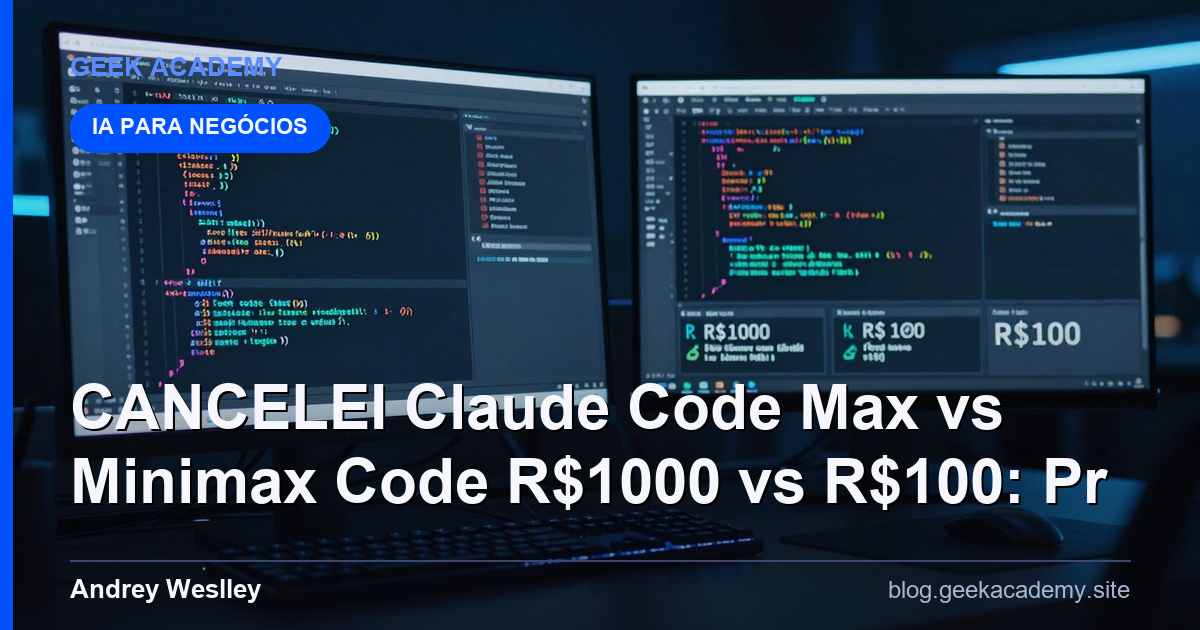 CANCELEI Claude Code Max vs Minimax Code R$1000 vs R$100: Pr