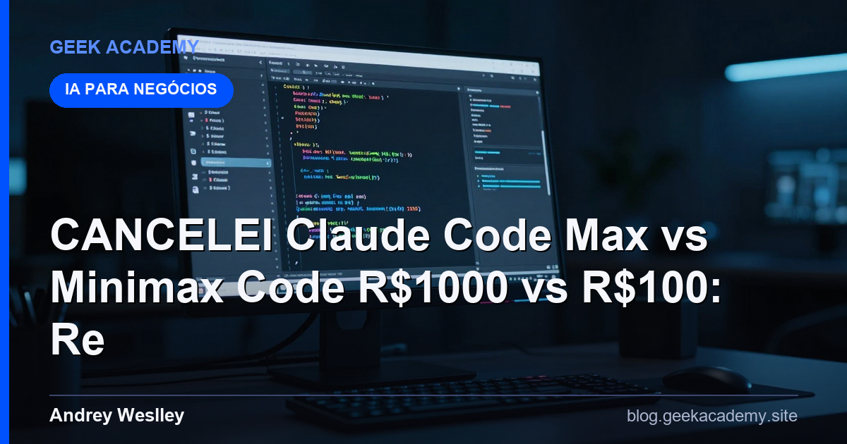 CANCELEI Claude Code Max vs Minimax Code R$1000 vs R$100: Re