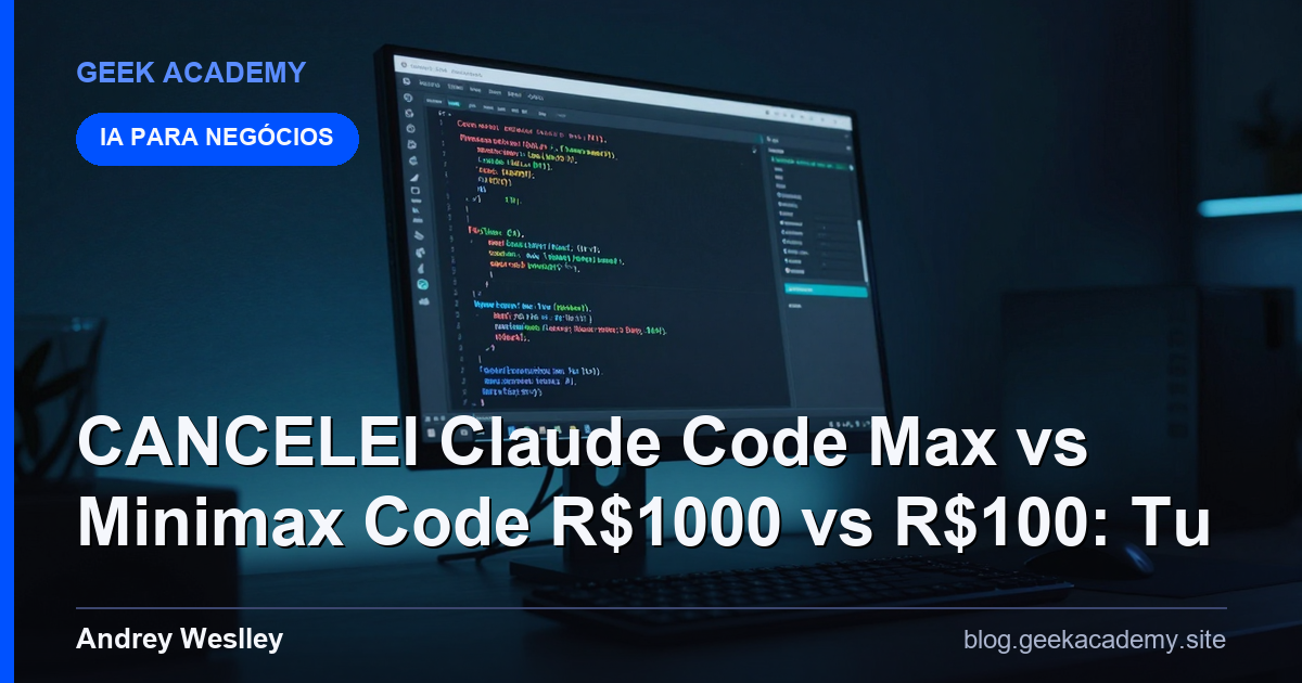 CANCELEI Claude Code Max vs Minimax Code R$1000 vs R$100: Tu