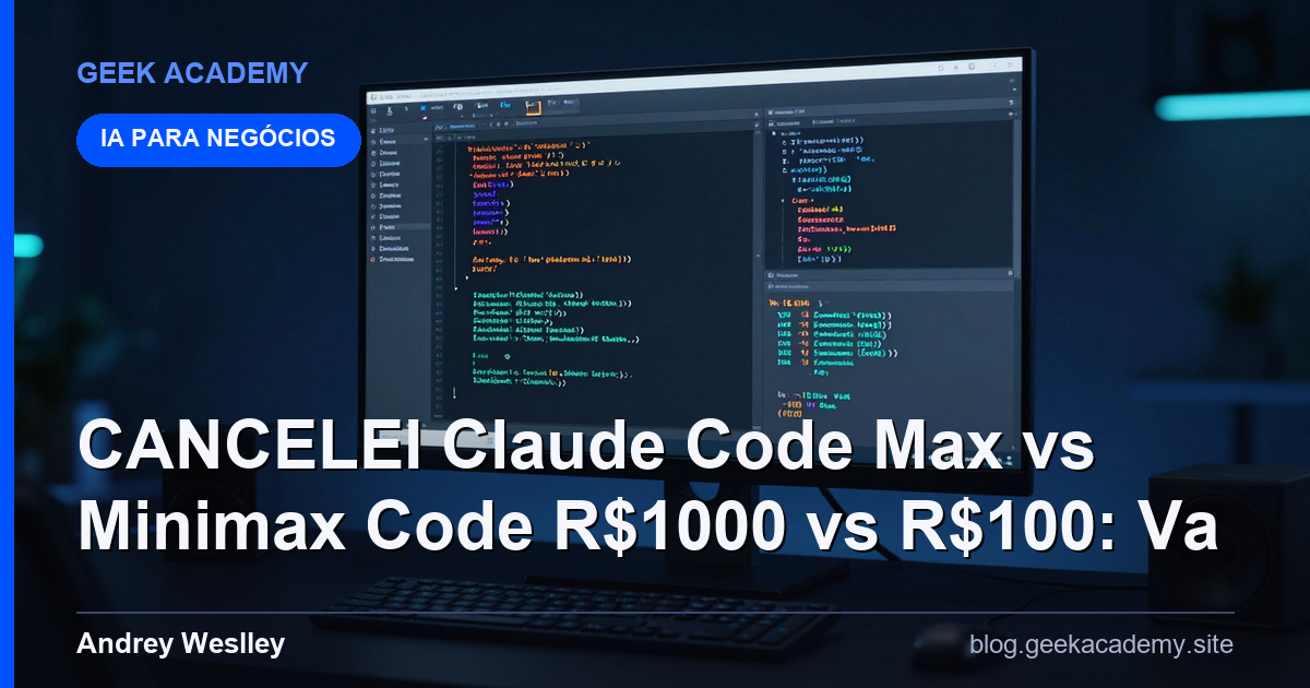 CANCELEI Claude Code Max vs Minimax Code R$1000 vs R$100: Va