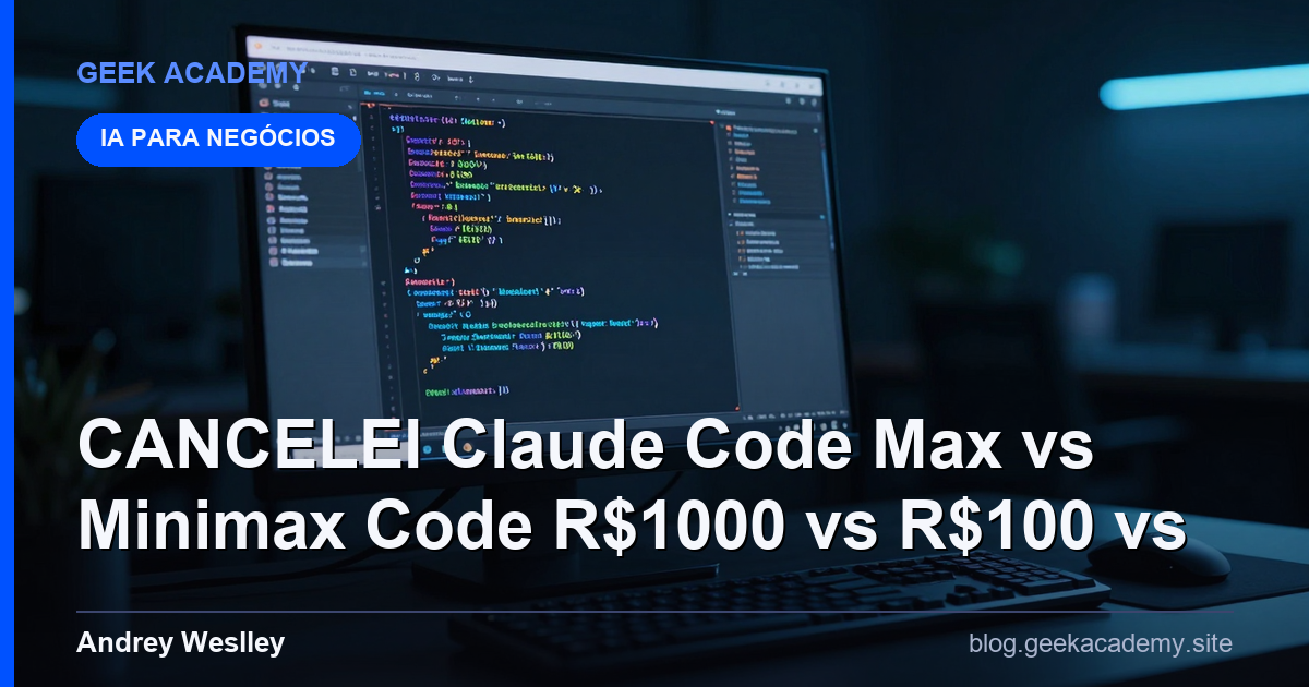 CANCELEI Claude Code Max vs Minimax Code R$1000 vs R$100 vs 