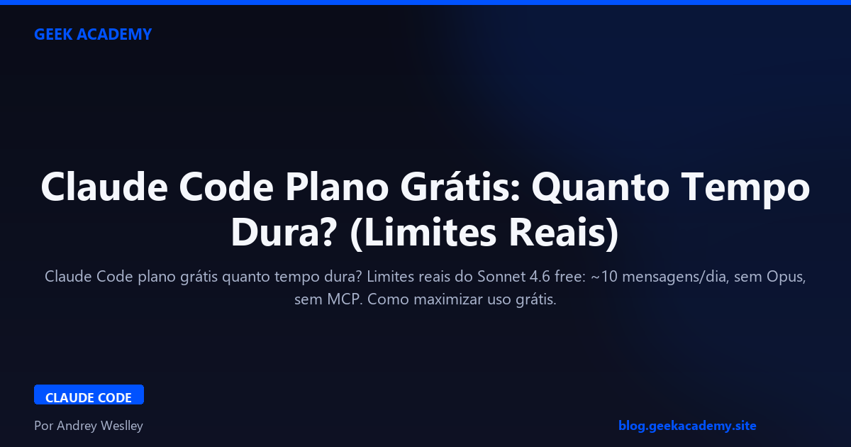 Claude Code Plano Grátis: Quanto Tempo Dura? (Limites Reais)
