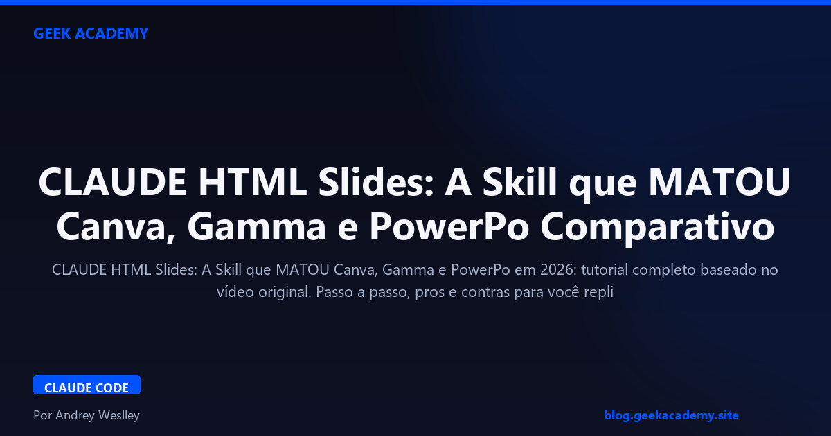 CLAUDE HTML Slides: A Skill que MATOU Canva, Gamma e PowerPo Comparativo 2026