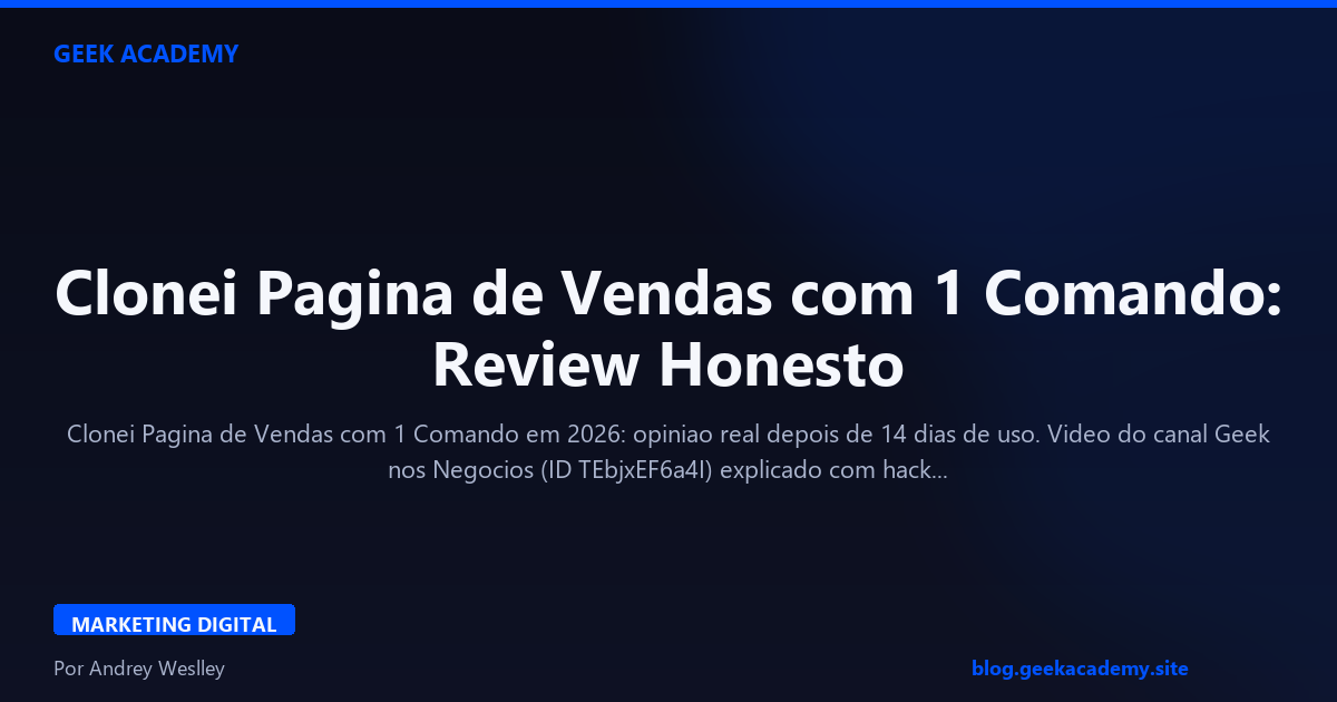 Clonei Pagina de Vendas com 1 Comando: Review Honesto