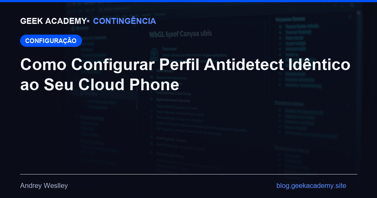 Como Configurar Perfil Antidetect Idêntico ao Seu Cloud Phone