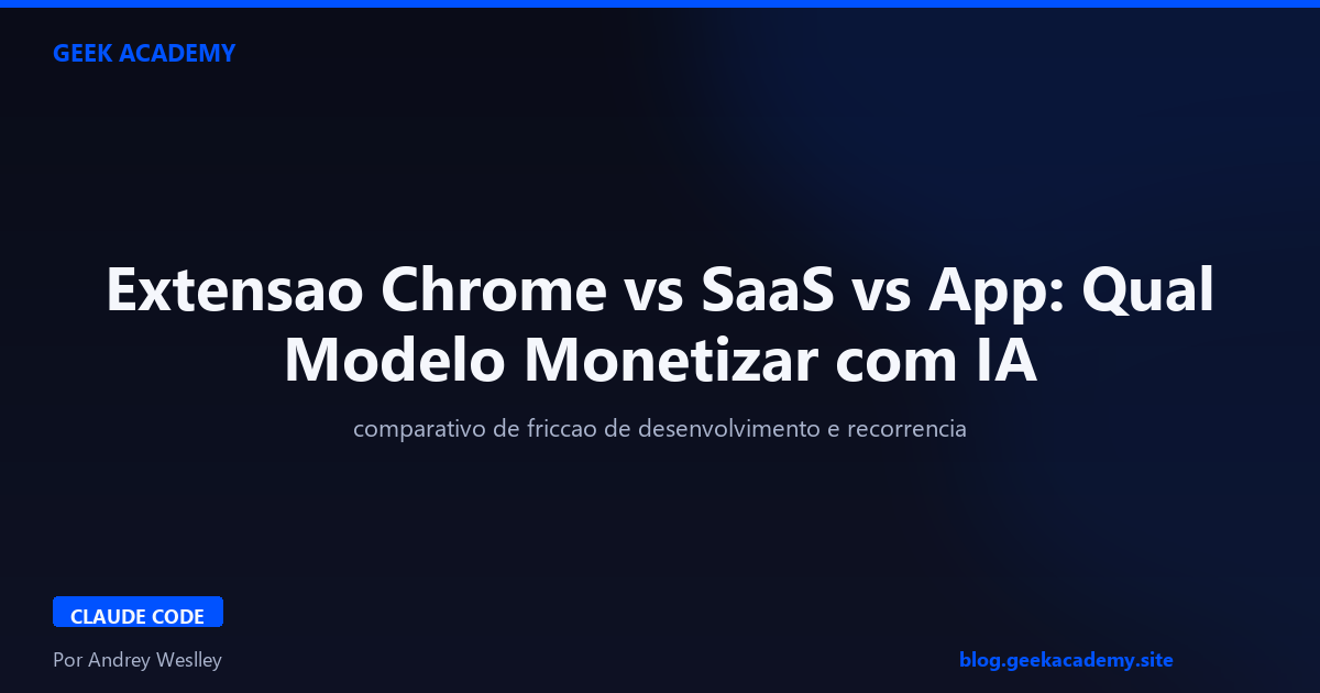 Extensao Chrome vs SaaS vs App: Qual Modelo Monetizar com IA