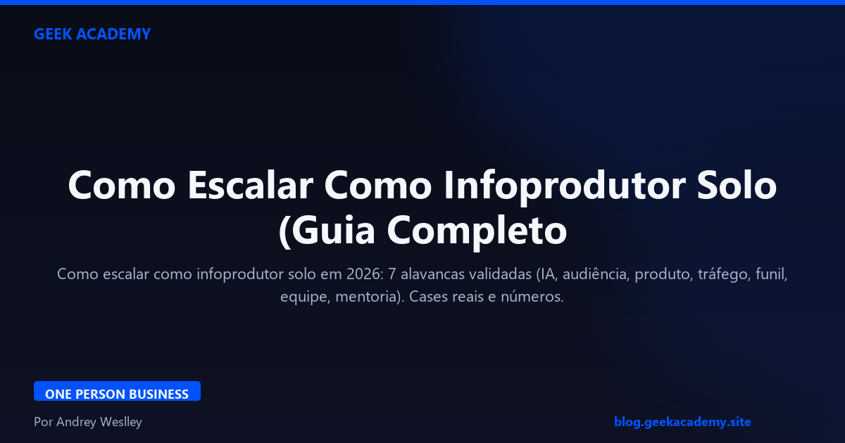Como Escalar Como Infoprodutor Solo (Guia Completo 2026)