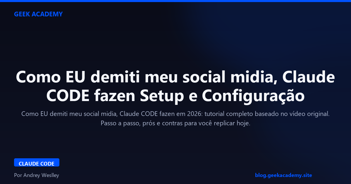Como EU demiti meu social midia, Claude CODE fazen Setup e Configuração