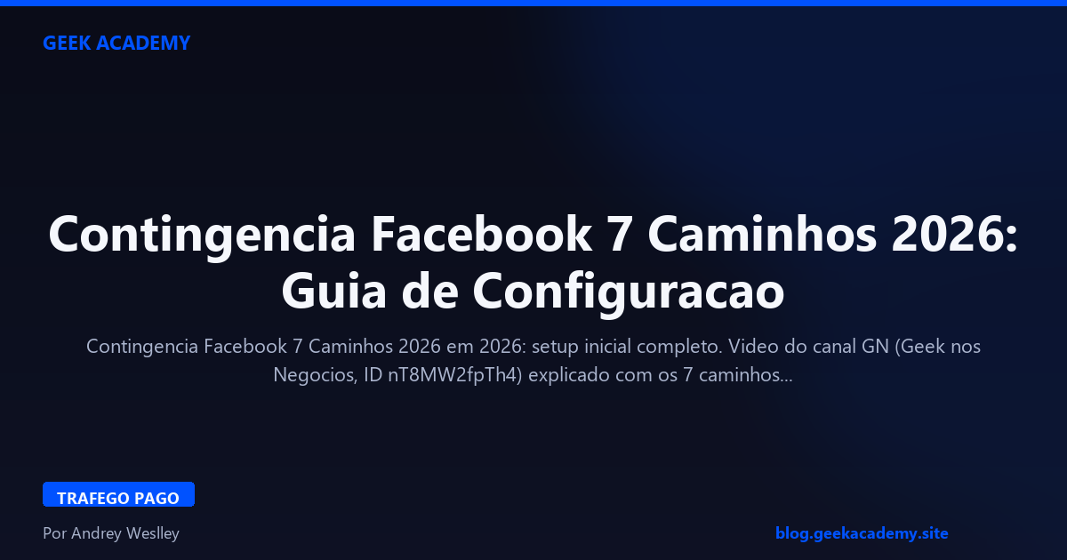 Contingencia Facebook 7 Caminhos 2026: Guia de Configuracao