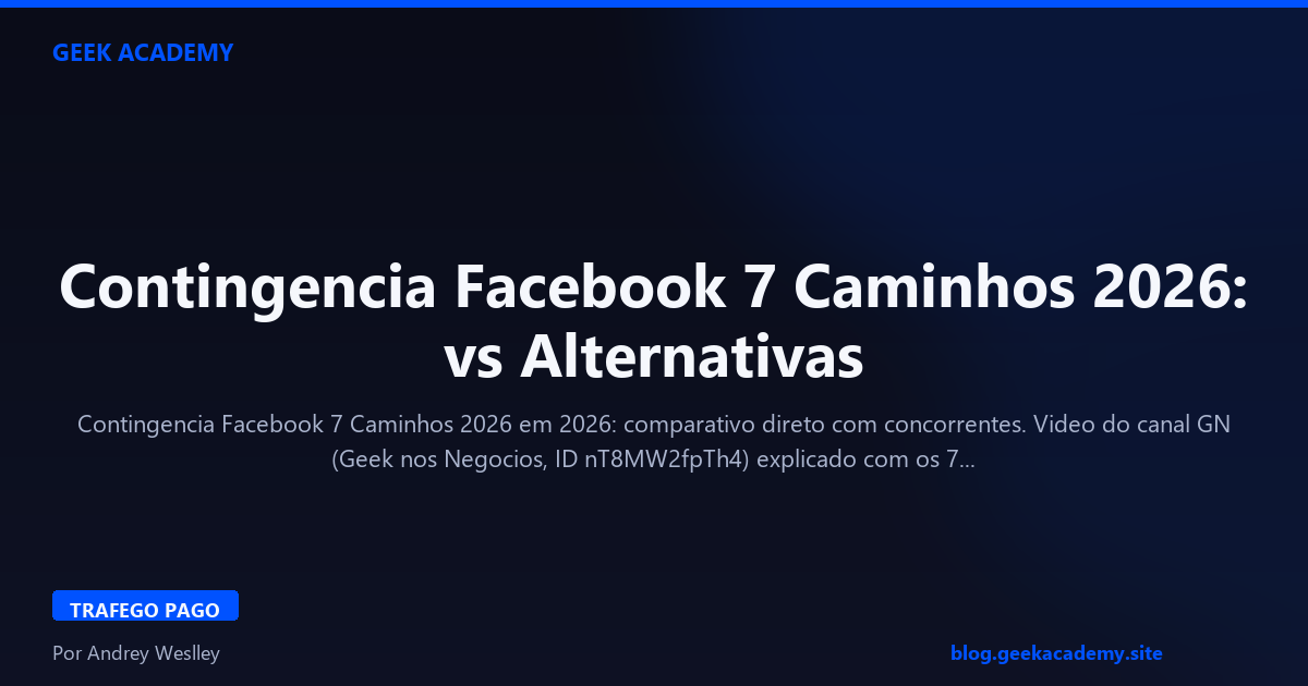 Contingencia Facebook 7 Caminhos 2026: vs Alternativas
