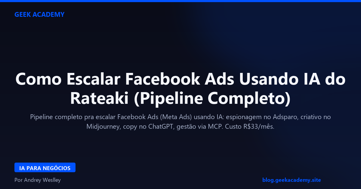 Como Escalar Facebook Ads Usando IA do Rateaki (Pipeline Completo)