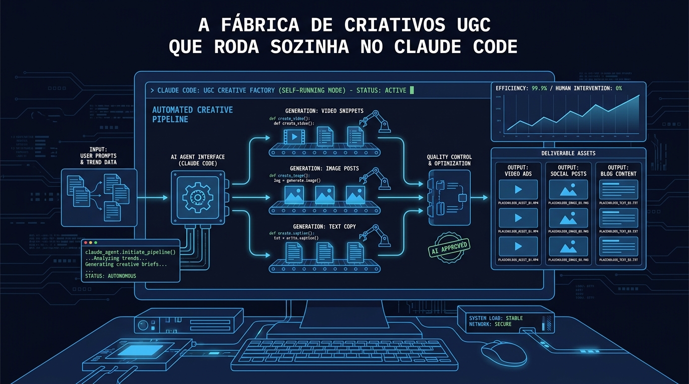 A Fábrica de Criativos UGC que Roda Sozinha no Claude Code