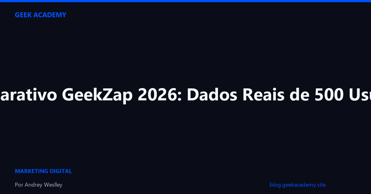 Comparativo GeekZap 2026: Dados Reais de 500 Usuarios