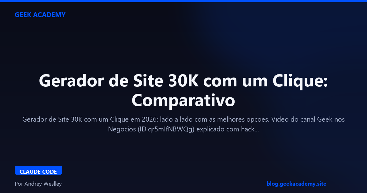 Gerador de Site 30K com um Clique: Comparativo 2026
