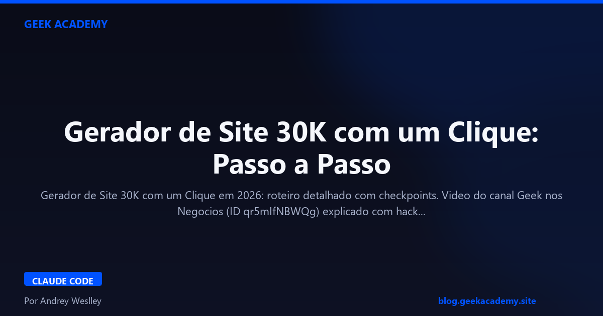 Gerador de Site 30K com um Clique: Passo a Passo