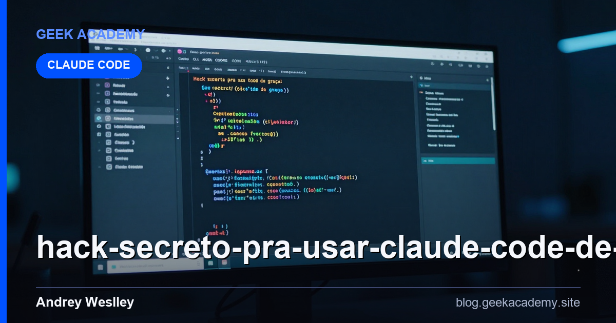 Hack secreto pra usar CLAUDE CODE de graça! Passo a Passo