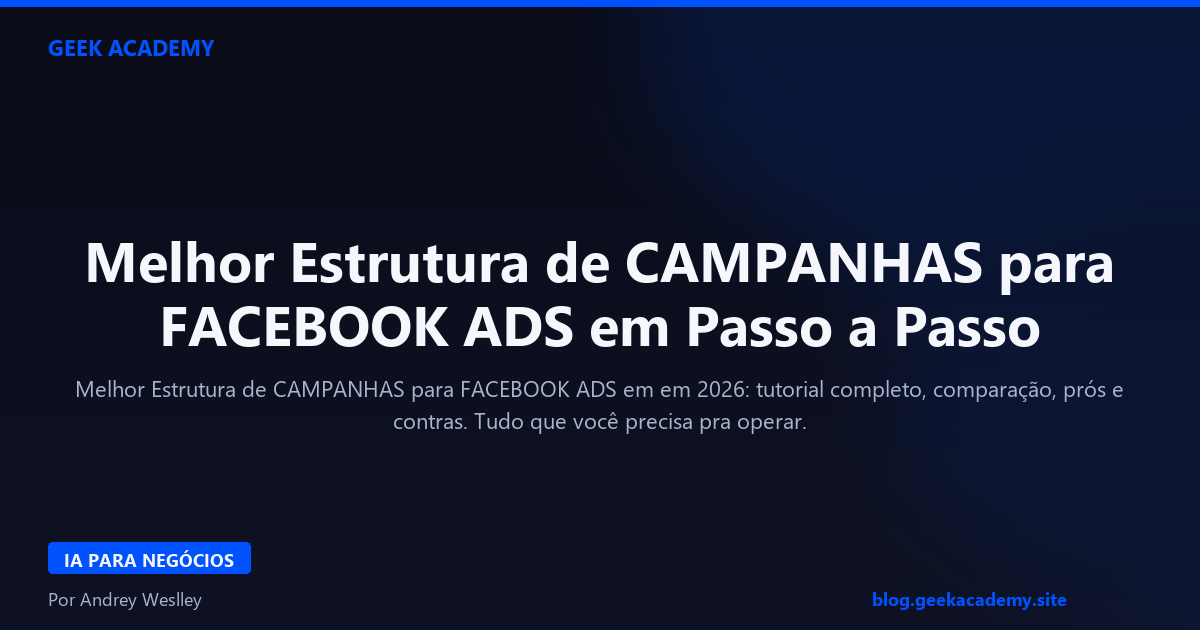 Melhor Estrutura de CAMPANHAS para FACEBOOK ADS em Passo a Passo