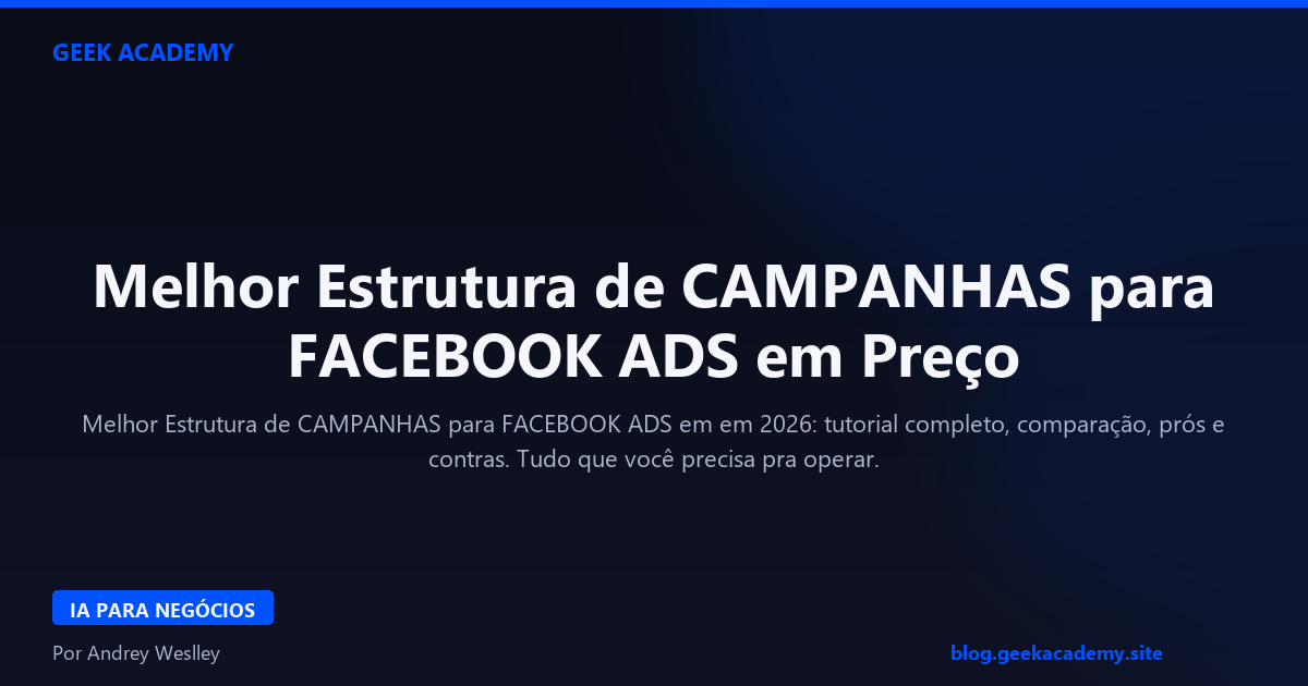 Melhor Estrutura de CAMPANHAS para FACEBOOK ADS em Preço 2026