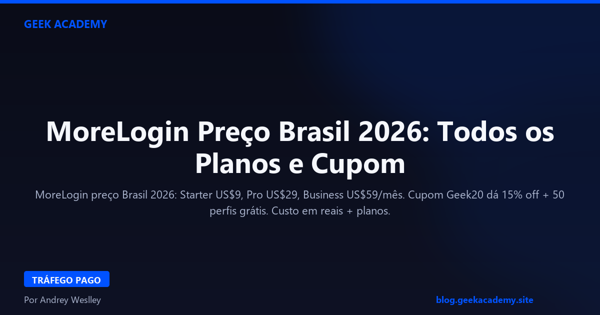 MoreLogin Preço Brasil 2026: Todos os Planos e Cupom