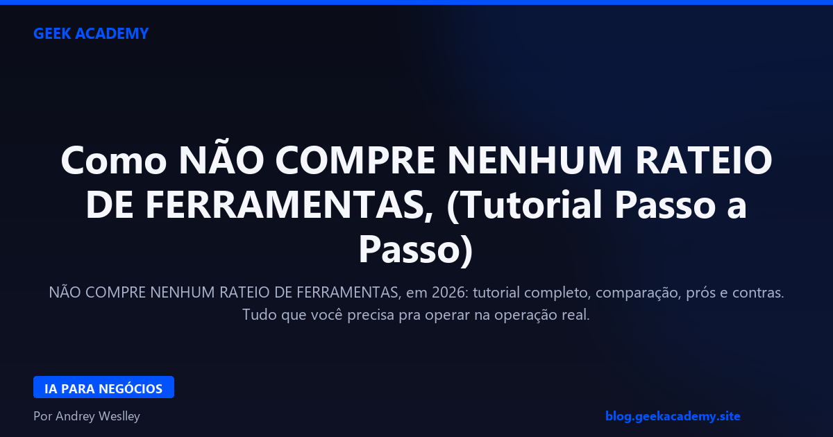 Como NÃO COMPRE NENHUM RATEIO DE FERRAMENTAS, (Tutorial Passo a Passo)