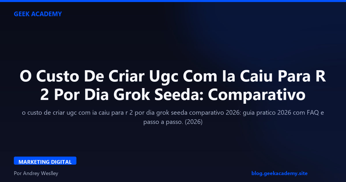 O Custo De Criar Ugc Com Ia Caiu Para R  Comparativo 2026