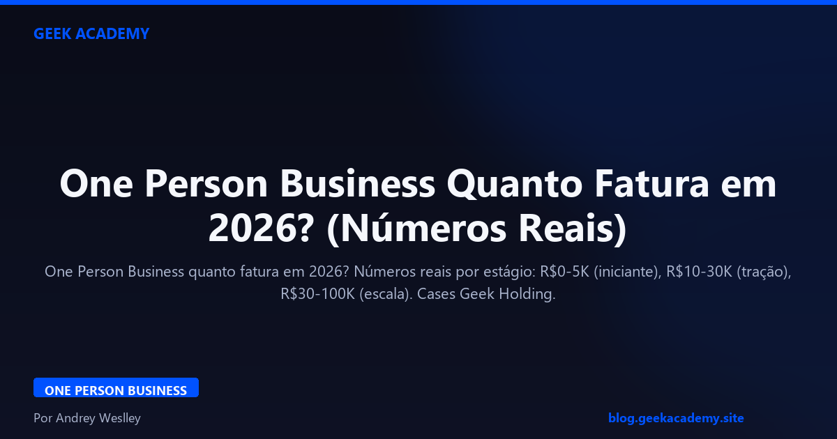 One Person Business Quanto Fatura em 2026? (Números Reais)