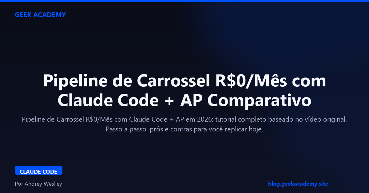 Pipeline de Carrossel R$0/Mês com Claude Code + AP Comparativo 2026
