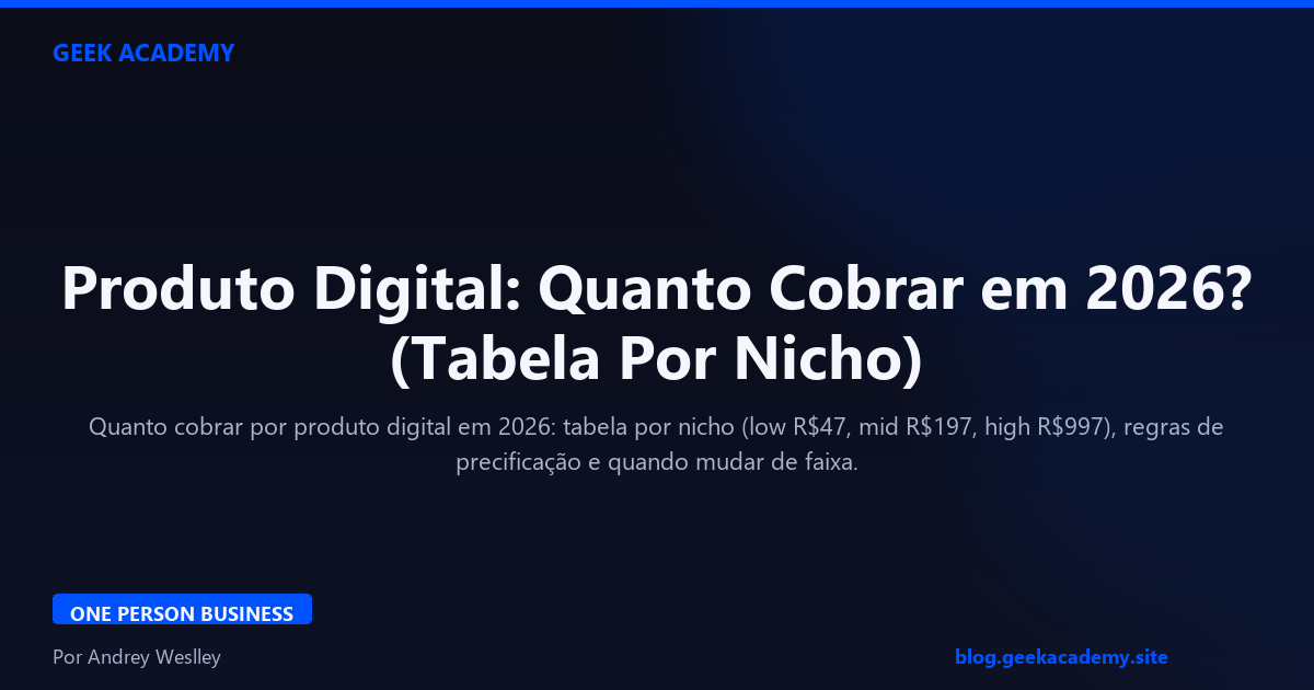 Produto Digital: Quanto Cobrar em 2026? (Tabela Por Nicho)