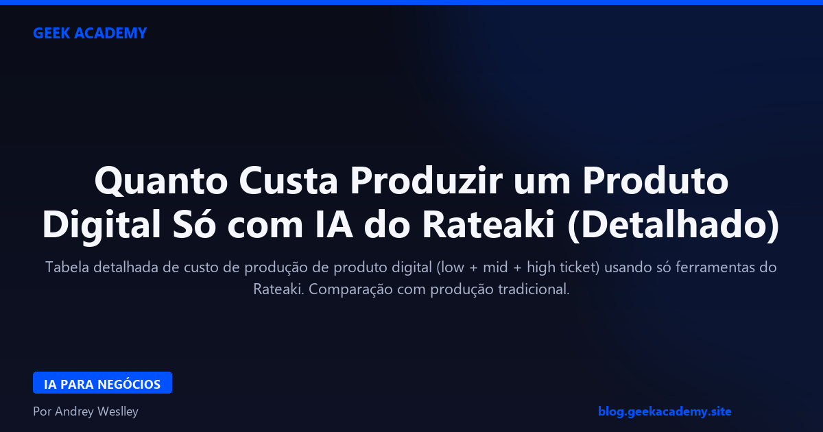 Quanto Custa Produzir um Produto Digital Só com IA do Rateaki (Detalhado)