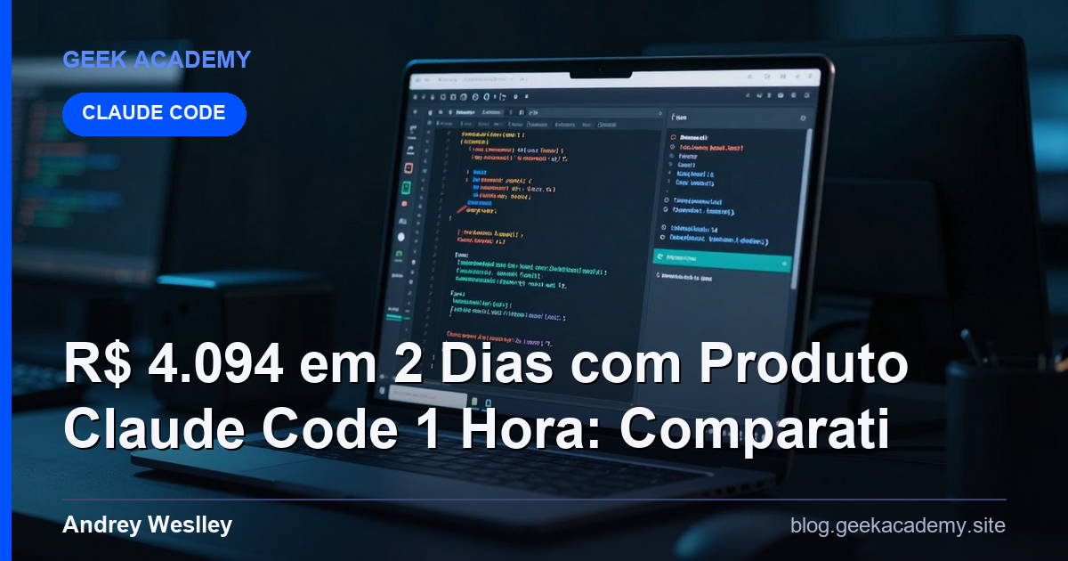 R$ 4.094 em 2 Dias com Produto Claude Code 1 Hora: Comparati