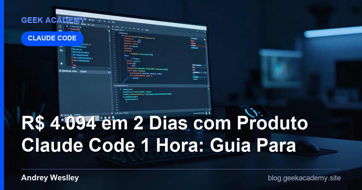 R$ 4.094 em 2 Dias com Produto Claude Code 1 Hora: Guia Para