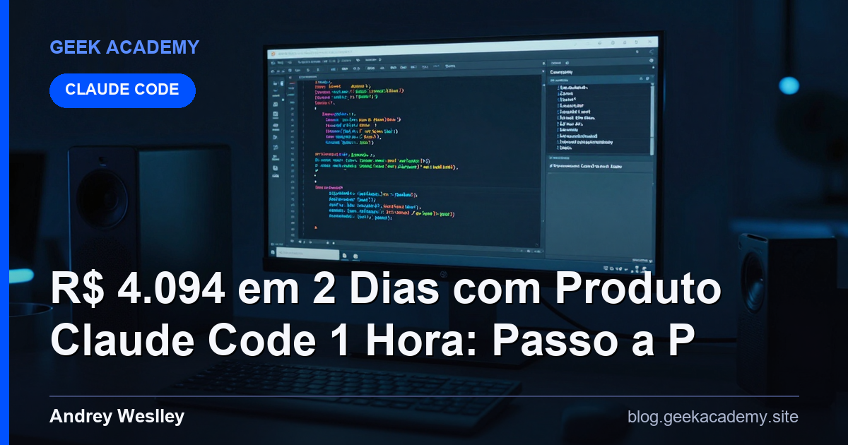 R$ 4.094 em 2 Dias com Produto Claude Code 1 Hora: Passo a P