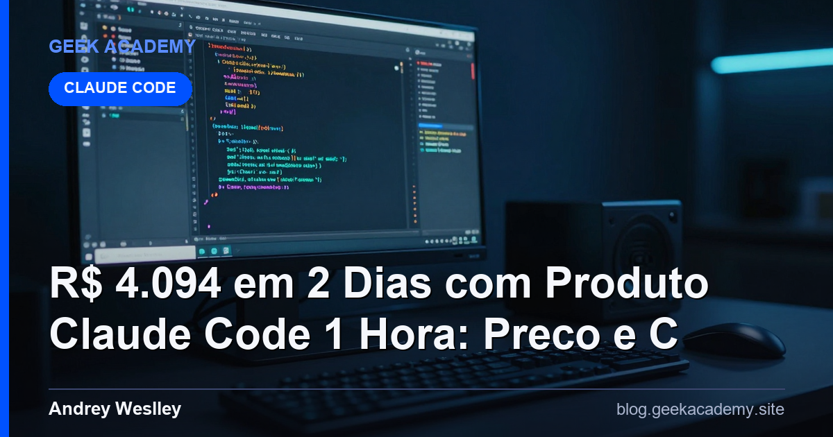 R$ 4.094 em 2 Dias com Produto Claude Code 1 Hora: Preco e C