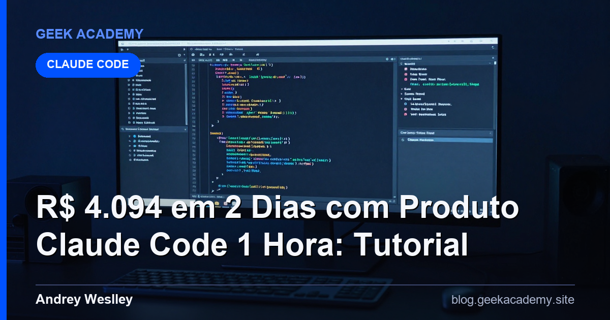 R$ 4.094 em 2 Dias com Produto Claude Code 1 Hora: Tutorial 