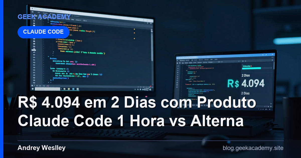 R$ 4.094 em 2 Dias com Produto Claude Code 1 Hora vs Alterna
